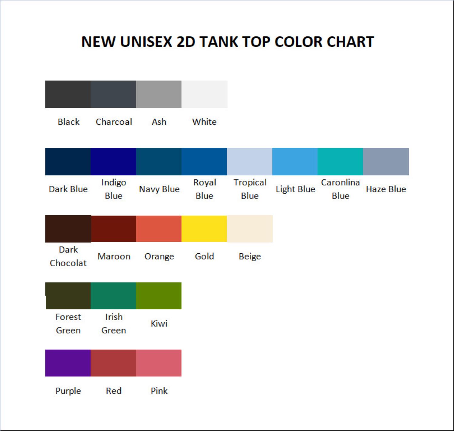 tank top color chart - Horimiya Shop